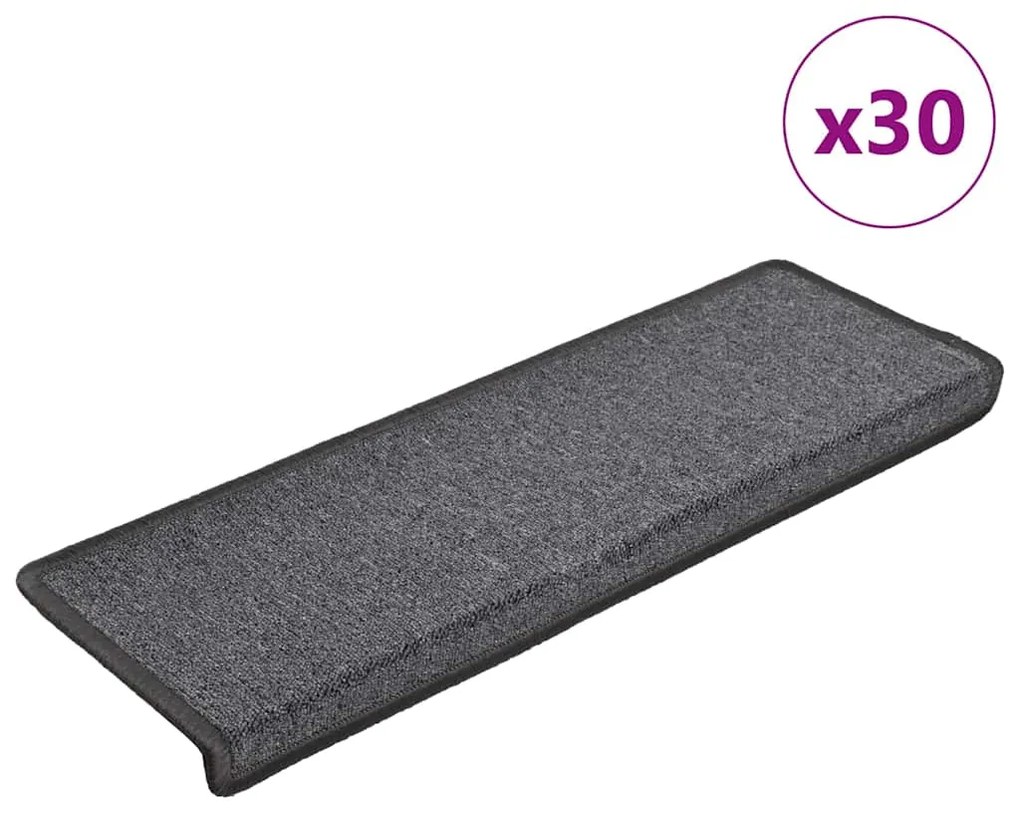 Tapetes de escadas 30 pcs 65x21x4 cm cinza-escuro