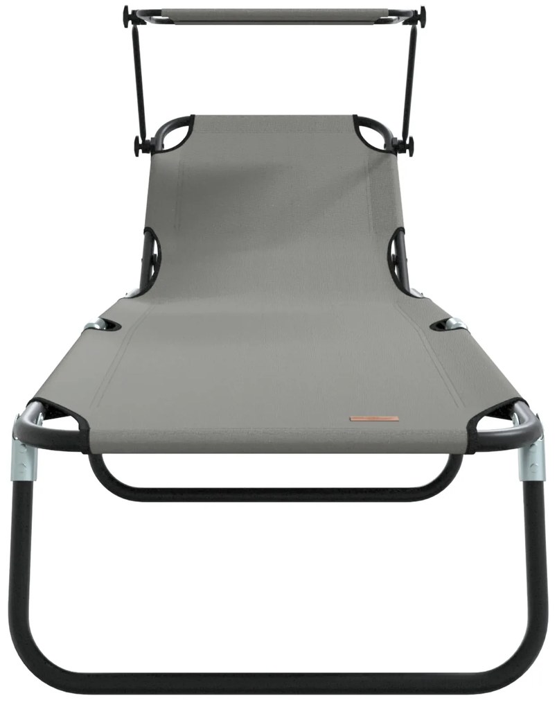Espreguiçadeiras Dobráveis 2 pcs com Teto Cinza Tecido Oxford 600D