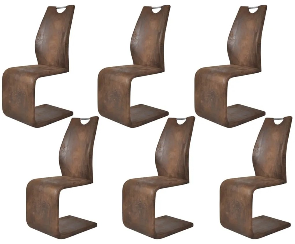 vidaXL Cadeiras de jantar 6 pcs couro artificial castanho
