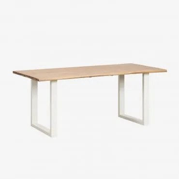 Mesa De Jantar Retangular Em Madeira De Acácia E Aço (180x90 Cm) Maupi Gardénia Branco - Sklum