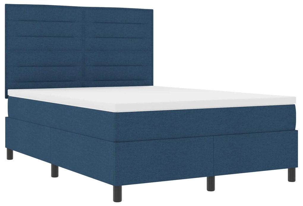 Cama Box com colchão azul 140x200 cm Tecido