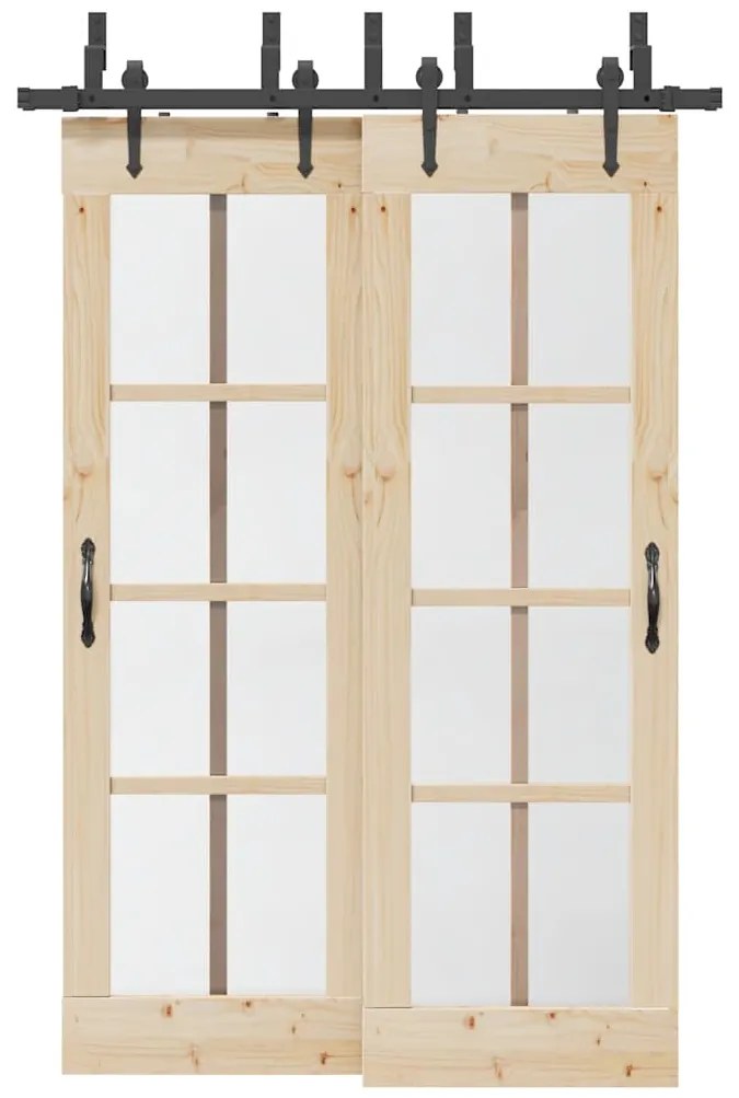 Kit de ferragens para porta deslizante 152,5 cm aço preto