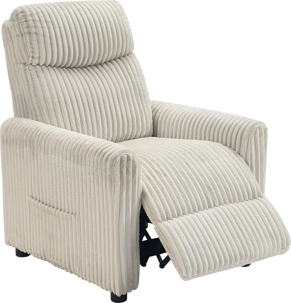 HOMCOM Poltrona Relax Reclinável Manual Estofada em Veludo com Apoio para Pés 73x86x100 cm Creme | Aosom Portugal
