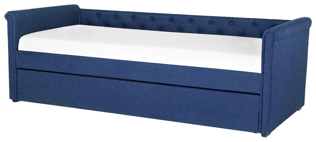 Cama dupla em tecido azul marinho 80 x 200 cm LIBOURNE Beliani