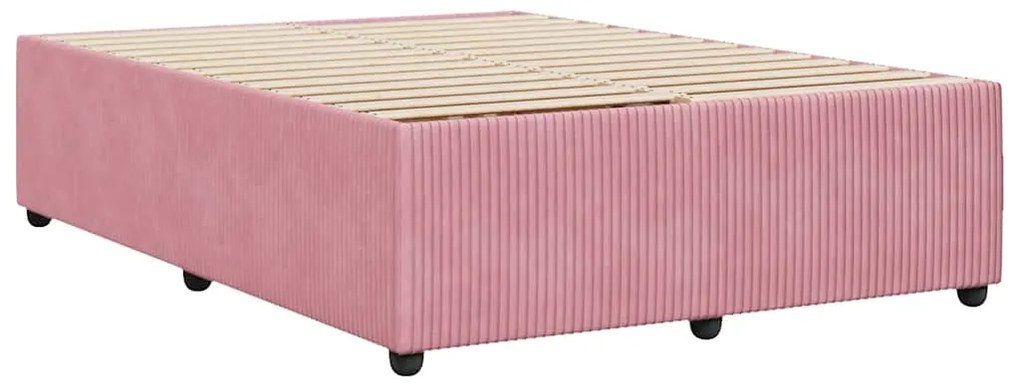 Estrutura de cama 140x200 cm veludo rosa