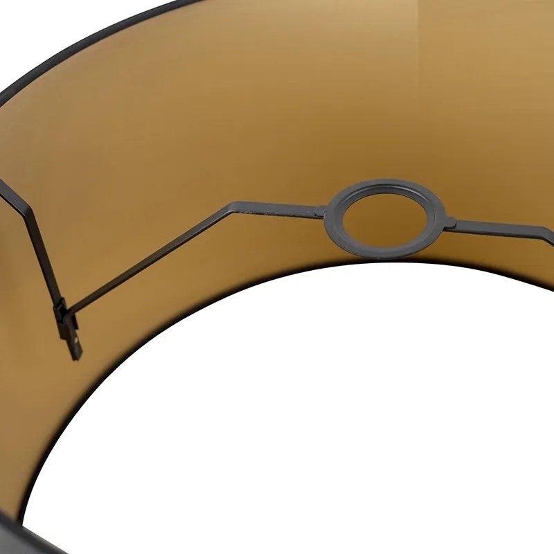 Abajur de algodão preto 45/50/28 com interior dourado