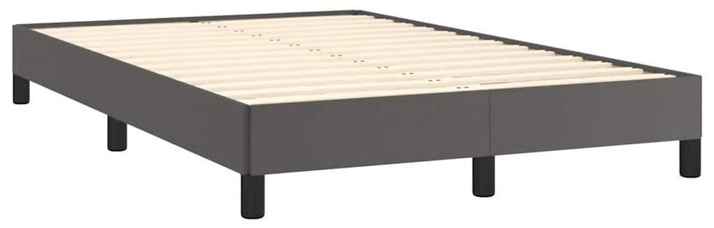 Cama box spring c/ colchão/LED 120x190cm couro artificial cinza