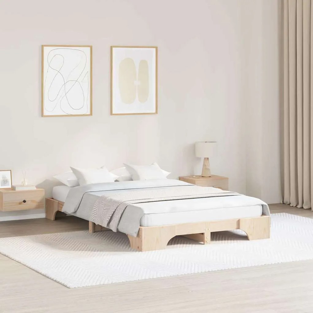 vidaXL Cama 140x190 cm em Madeira de Pinho Maciça