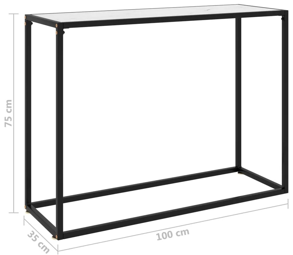 Mesa consola 100x35x75 cm vidro temperado branco