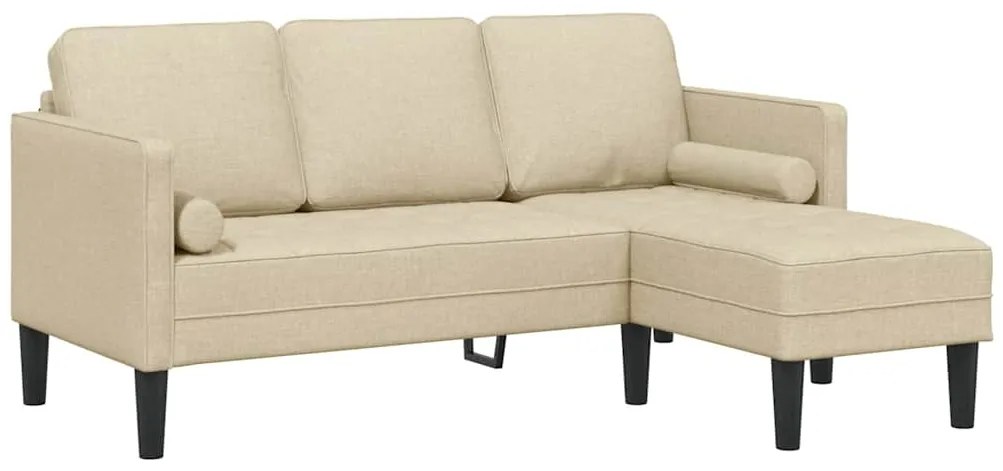 Sofá L de 3 Lugares vidaXL Creme 160 cm em Tecido