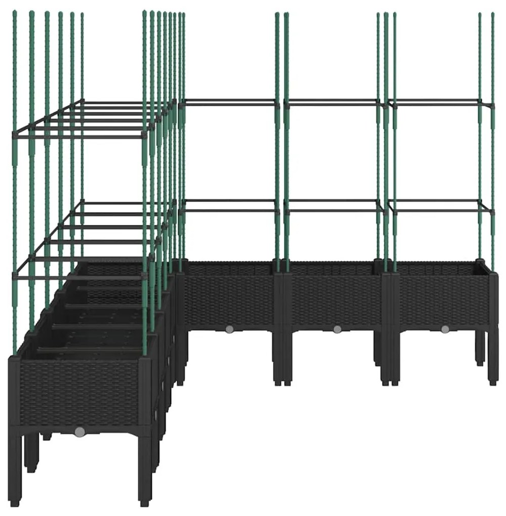 Vaso/floreira de jardim c/ treliça 200x160x142,5 cm PP preto