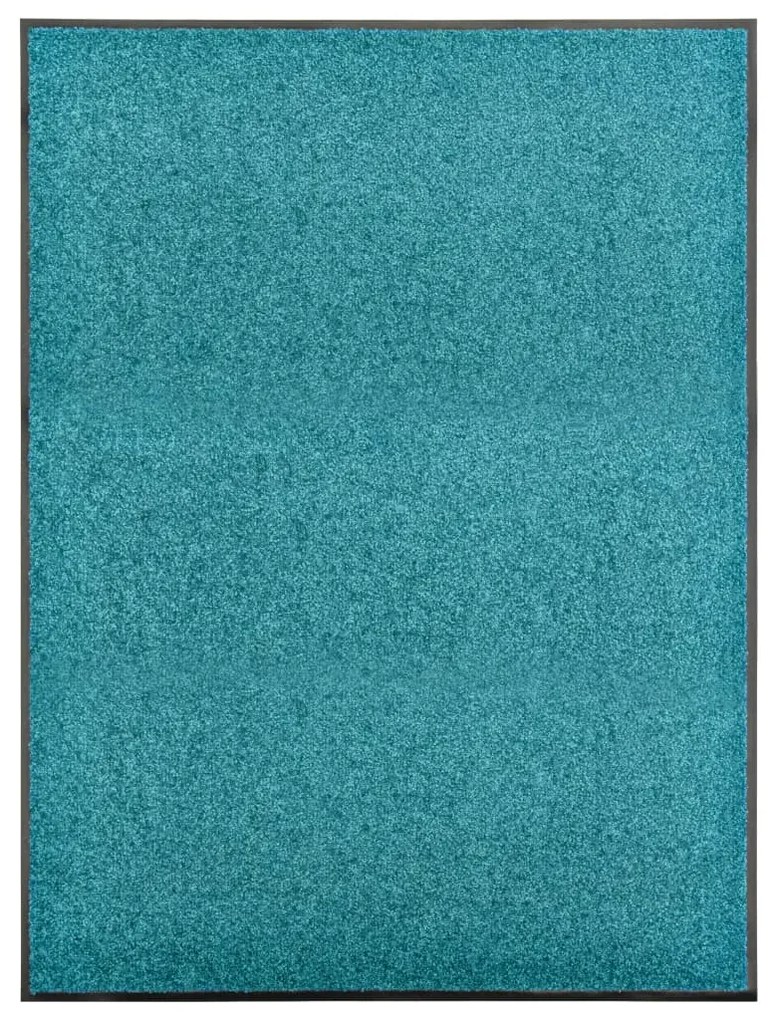 323460 vidaXL Tapete de porta lavável 90x120 cm azul ciano
