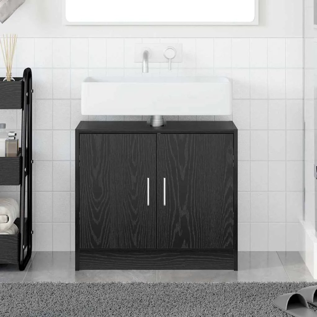 vidaXL Armário de Pia com armazenamento Carvalho Preto 63 x 29 x 55 cm