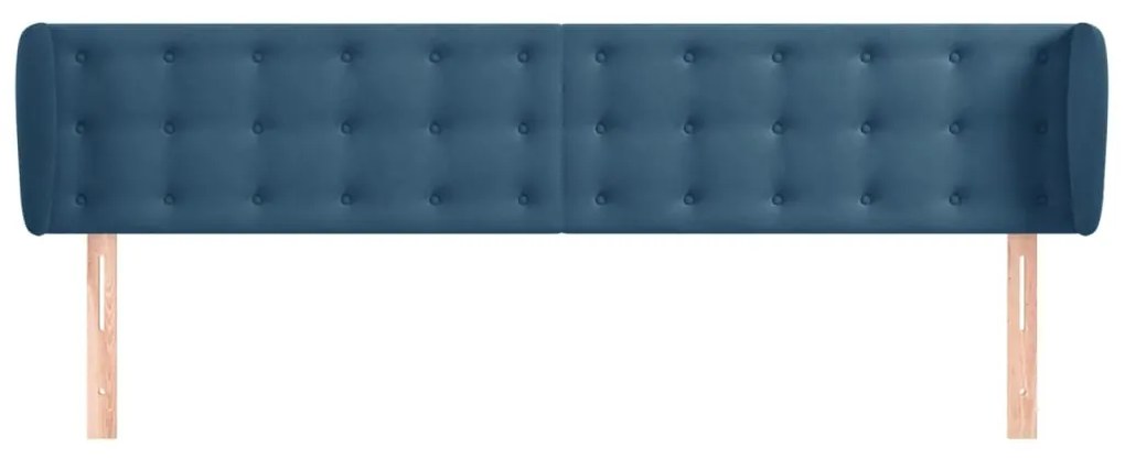 Cabeceira de cama c/ abas veludo 183x23x78/88cm azul-escuro