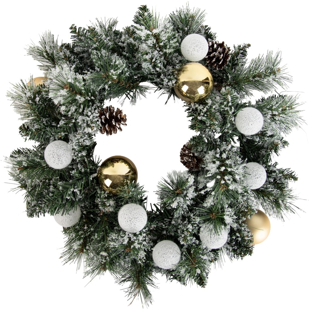 Grinalda de Natal branca com dourado 45cm incl. LED com temporizador - Jack