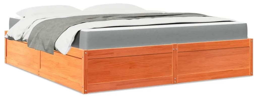vidaXL Cama com colchão 180x200 cm pinho maciço castanho-mel