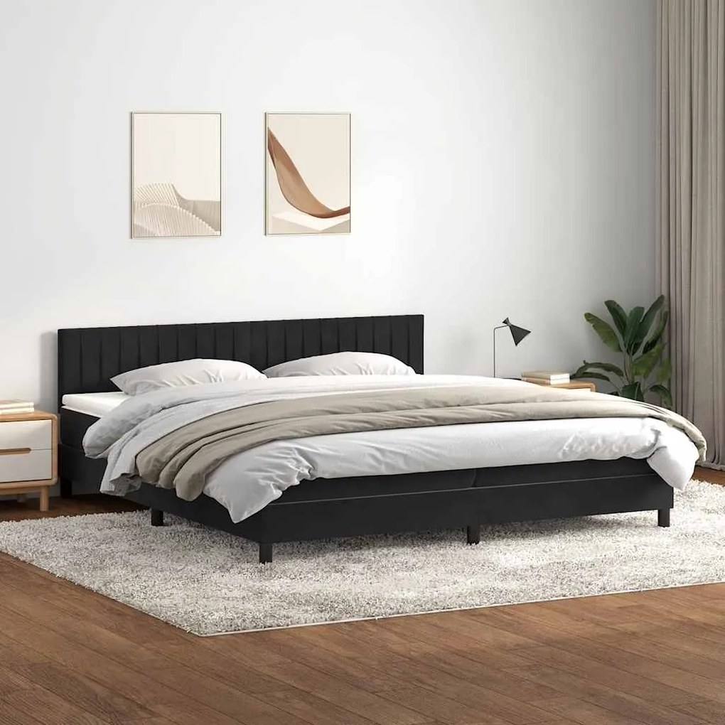 vidaXL Cama box spring c/ colchão e LED 180x220 cm veludo preto