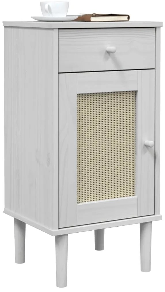 Mesa de cabeceira SENJA 40x35x80 cm pinho maciço branco