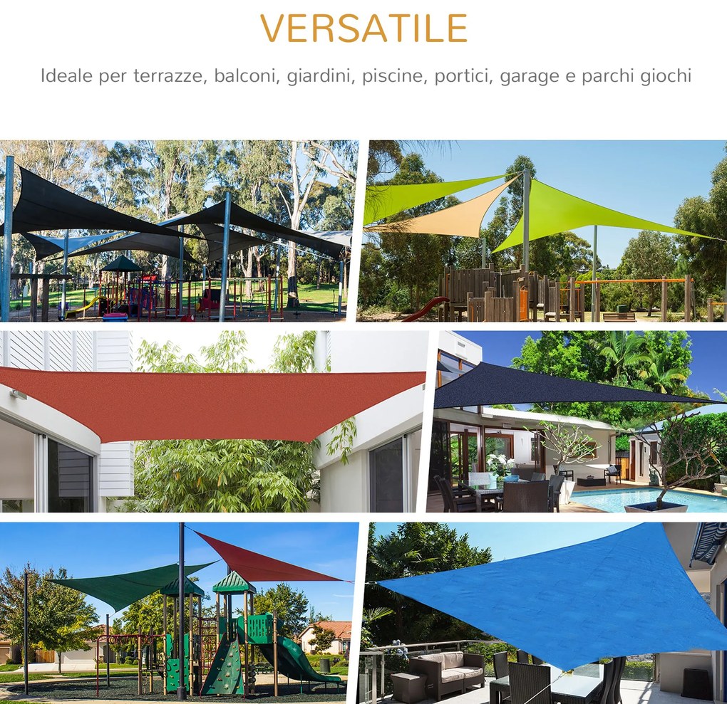 Vela de Sombra Retangular 3x4 m Toldo Vela de Poliéster com Proteção U