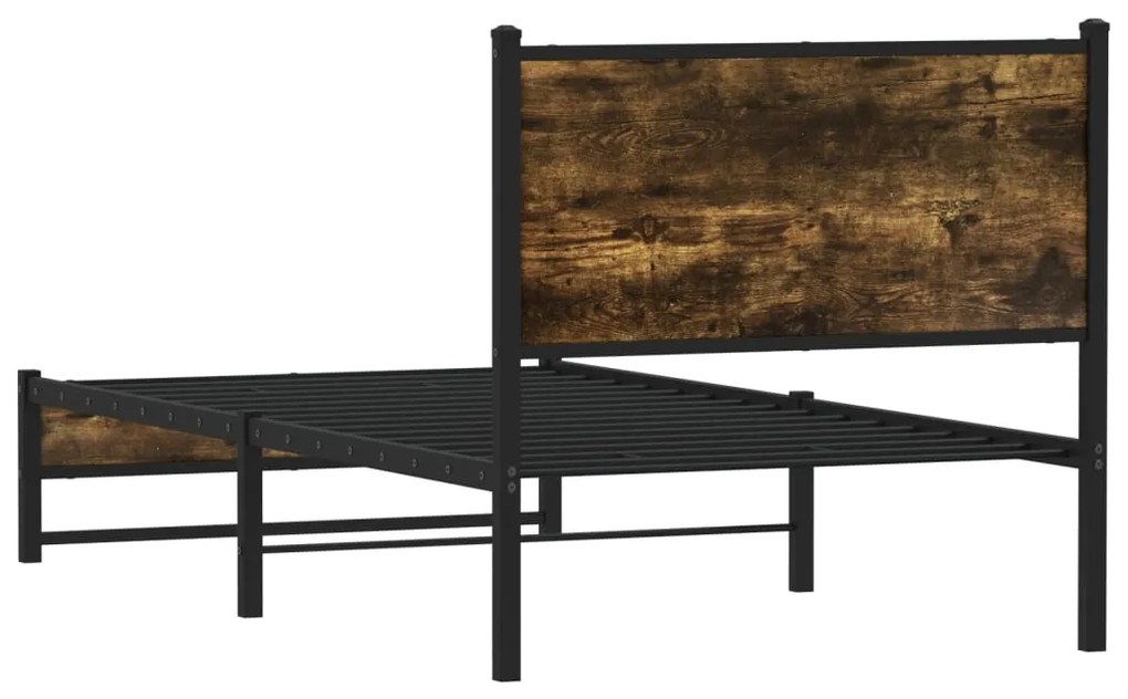 Estrutura de cama sem colchão 90x200 cm metal carvalho fumado
