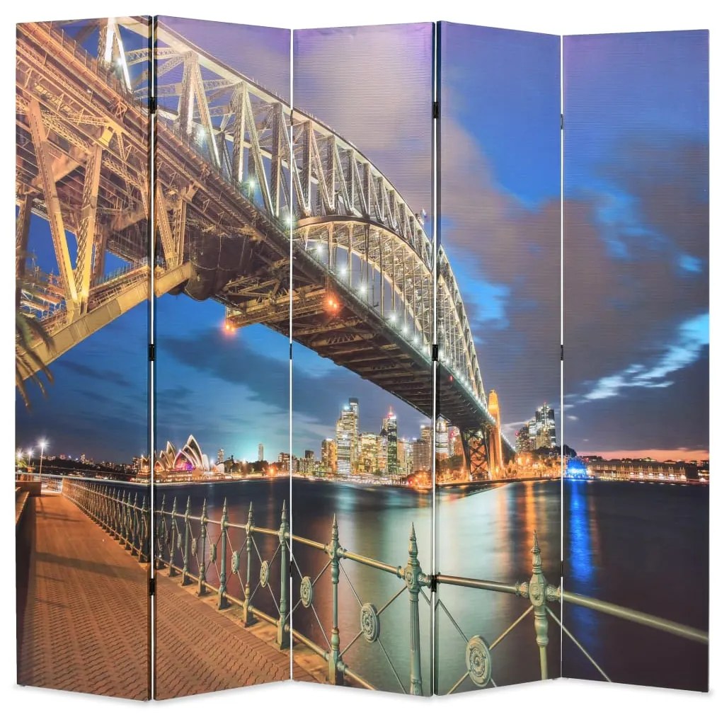 vidaXL Biombo dobrável estampa da ponte do porto de Sydney 200x170 cm