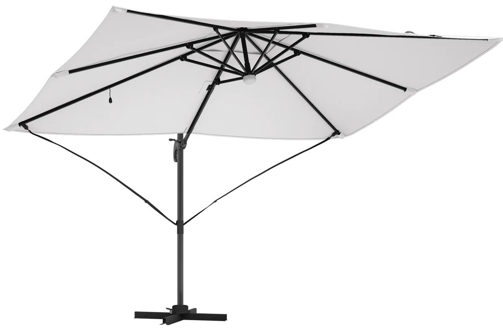 Guarda-sol de Braço Articulado Bege Poliéster, Alumínio Grande