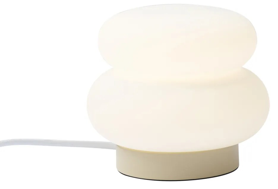 Candeeiro de Mesa Japandi Bege com Vidro Opalino 15cm - Miele Japandi
