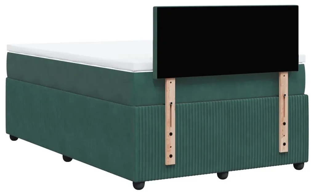 Cama boxspring com colchão 120x190 cm veludo verde-escuro