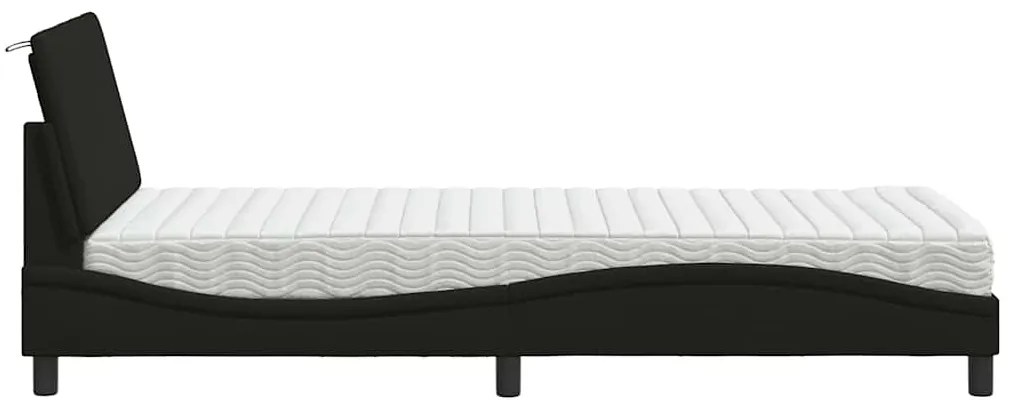 Cama com colchão 90x190 cm tecido preto