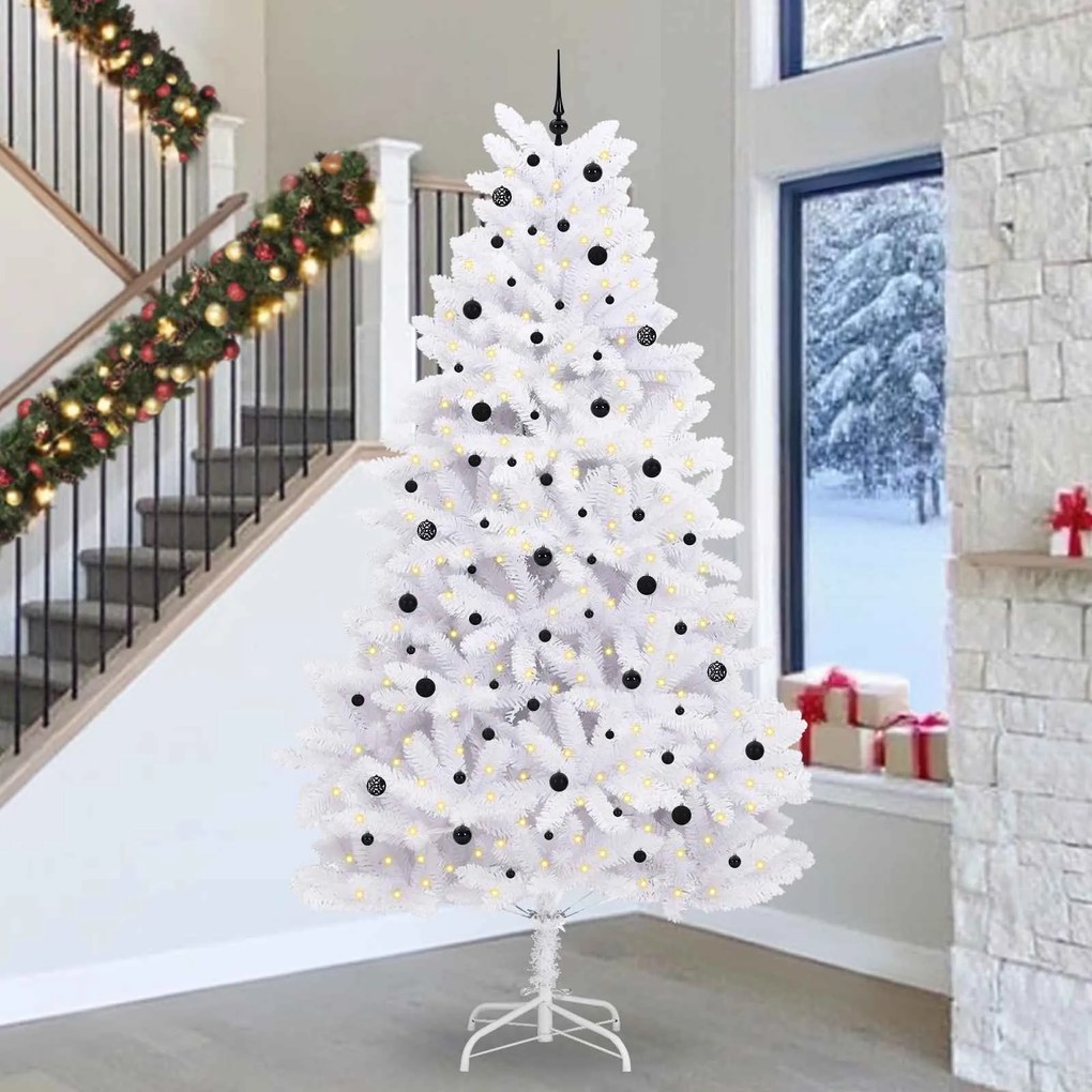 vidaXL Árvore de Natal Articulada Artificial Branco 300 cm PVC e Aço
