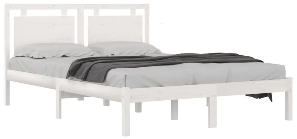 Estrutura de cama 160x200 cm madeira maciça branco