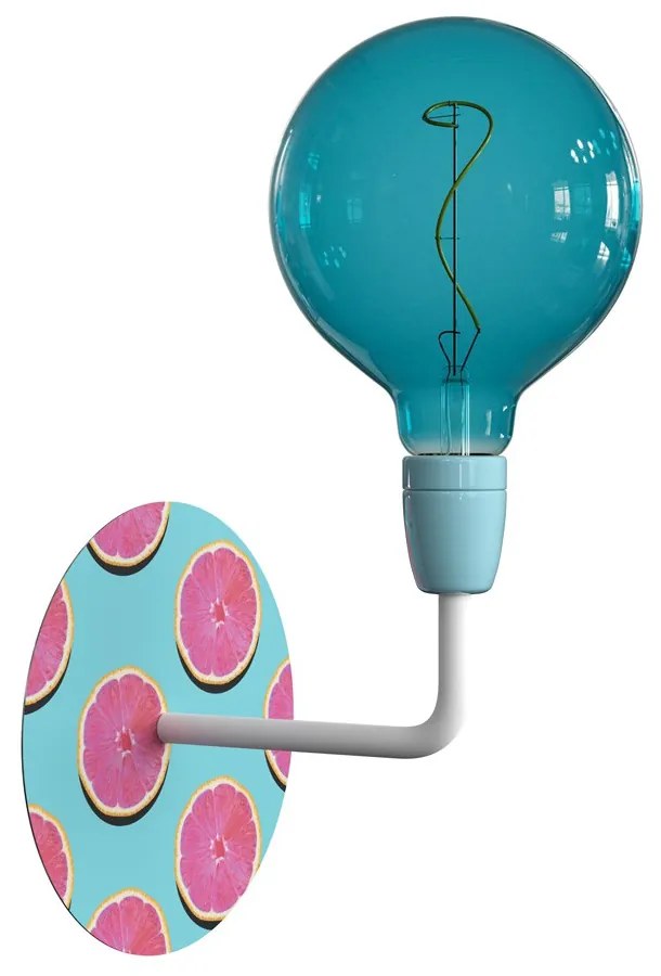 Fermaluce Pop metal and porcelain wall light with Rose-One and bent extension - Orange / Não