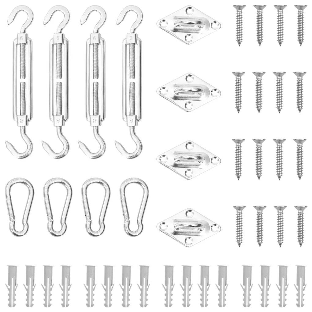 vidaXL 12 pcs conjunto de acessórios p/ para-sol vela aço inoxidável