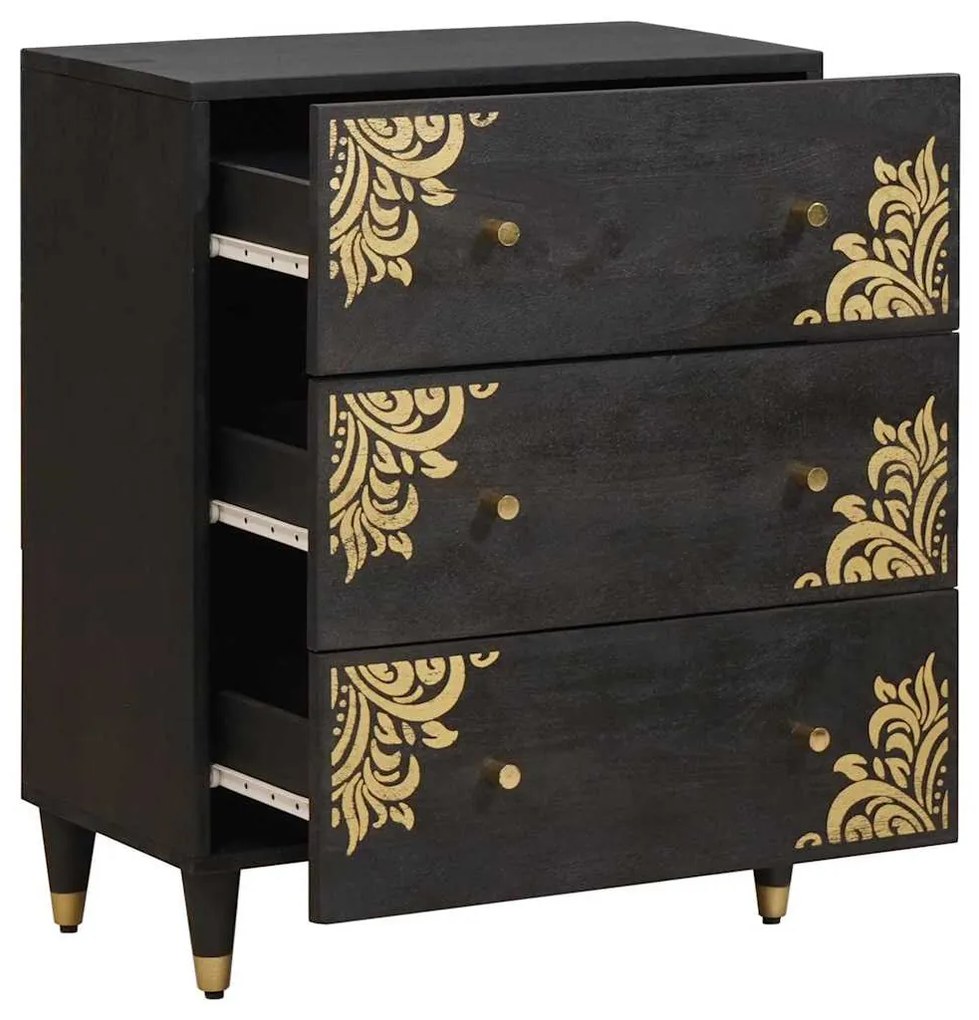 vidaXL Buffet Preto 60 x 33 x 75 cm Madeira de manga maciça