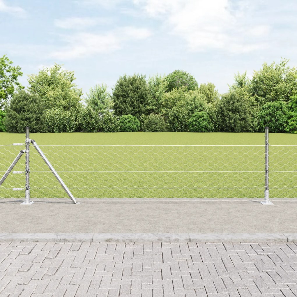 Cerca Hexagonal vidaXL 0.5x100 m Aço Galvanizado, Postes de Cerca vida