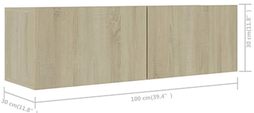 6 pcs conjunto móveis de TV derivados madeira carvalho sonoma