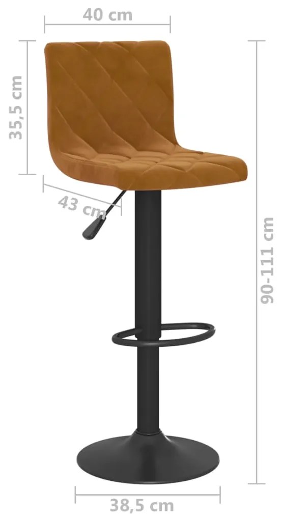 Bancos de bar 2 pcs veludo castanho