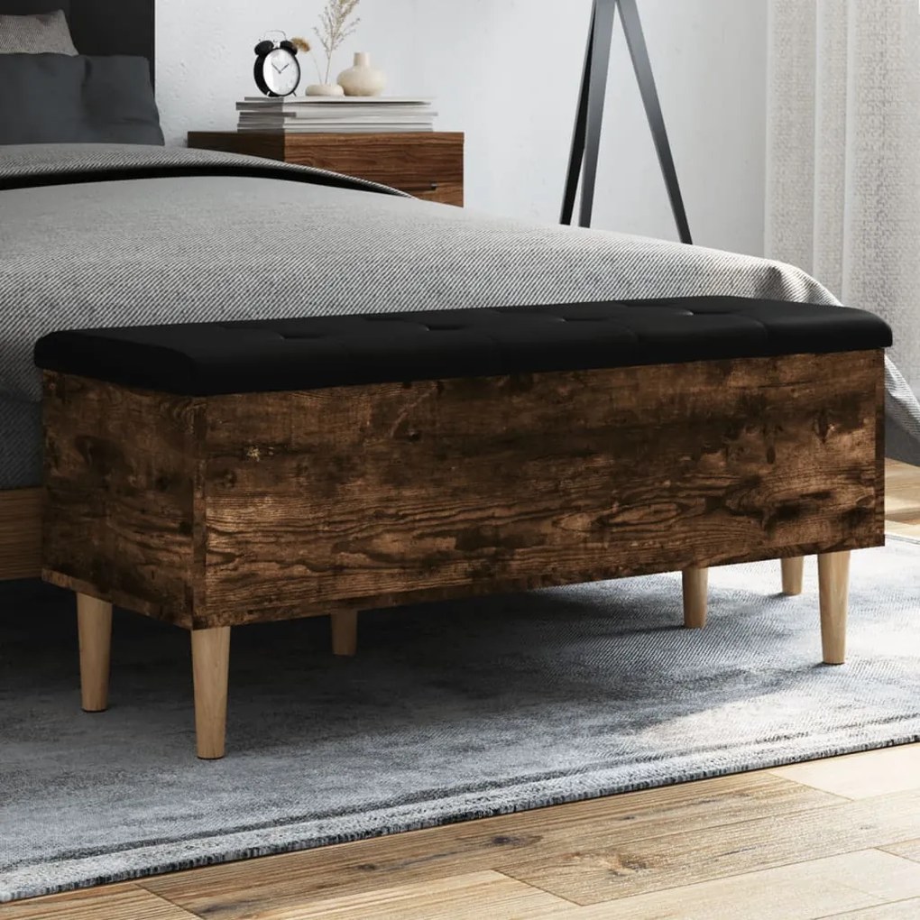 vidaXL Banco arrumação 102x42x46 cm derivados madeira carvalho fumado