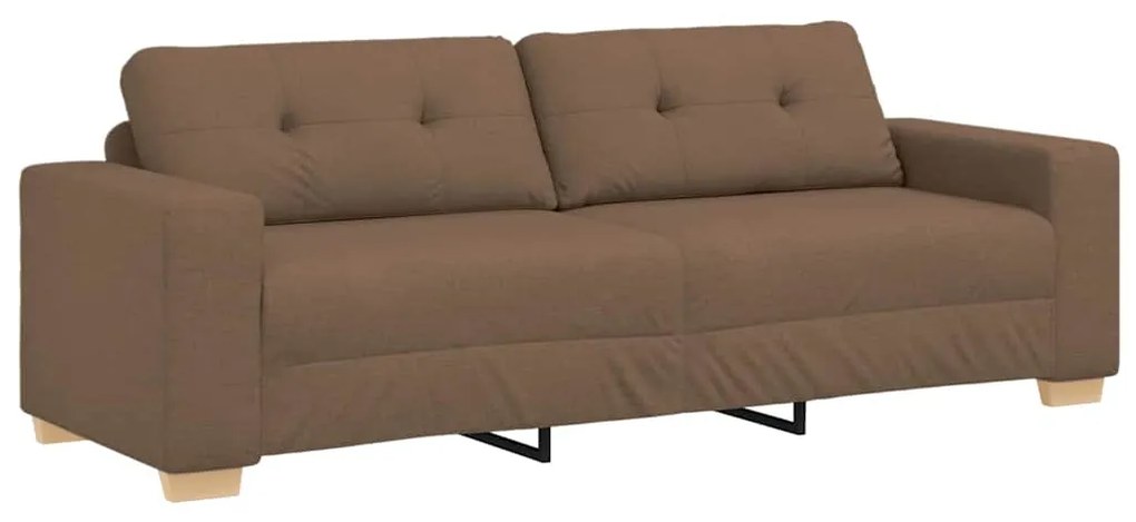 Conjunto de Sofás de 3 Peças com Almofadas em Tecido Castanho