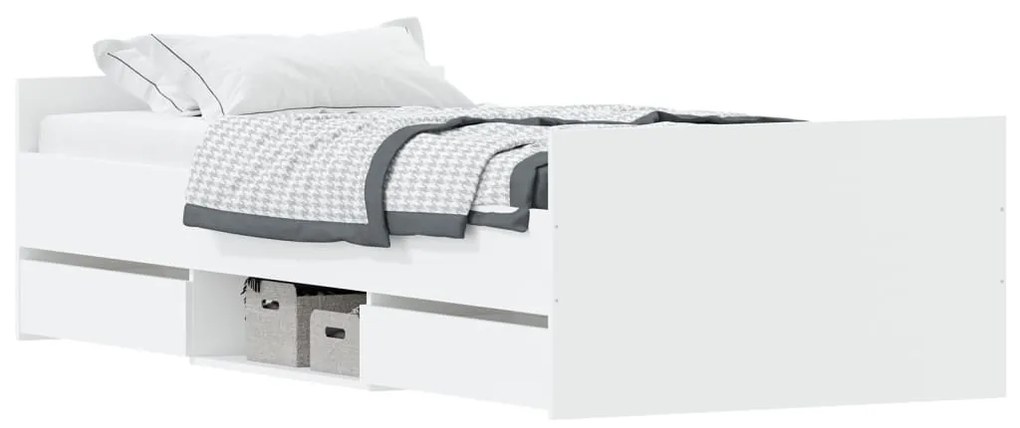 Estrutura de cama c/ painéis cabeceira e pés 90x200 cm branco