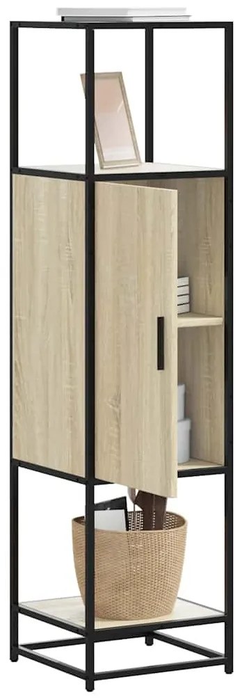 vidaXL Armário alto 35,5x35x139 cm madeira e metal carvalho sonoma