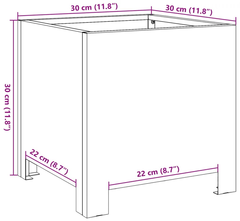 Vaso/floreira de jardim 30x30x30 cm aço antracite