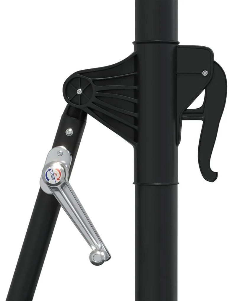 Guarda-sol p/ jardim parede c/ luz LED 300 cm cinza-acastanhado