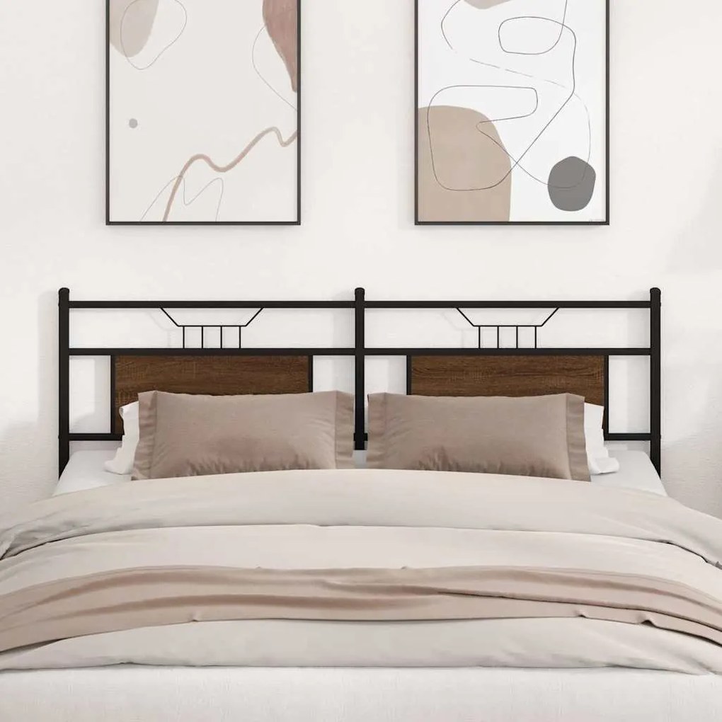 Cabeceira de cama 180cm derivados madeira/aço carvalho castanho