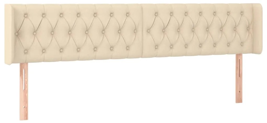 Cabeceira de cama c/ luzes LED tecido 203x16x78/88 cm cor creme