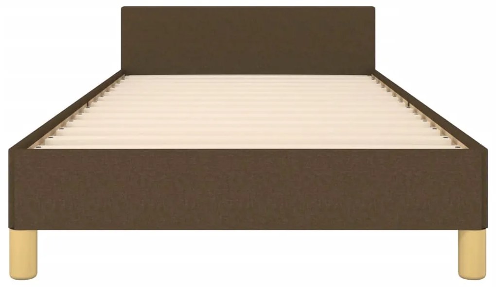Estrutura de cama sem colchão 100x200 cm tecido castanho-escuro