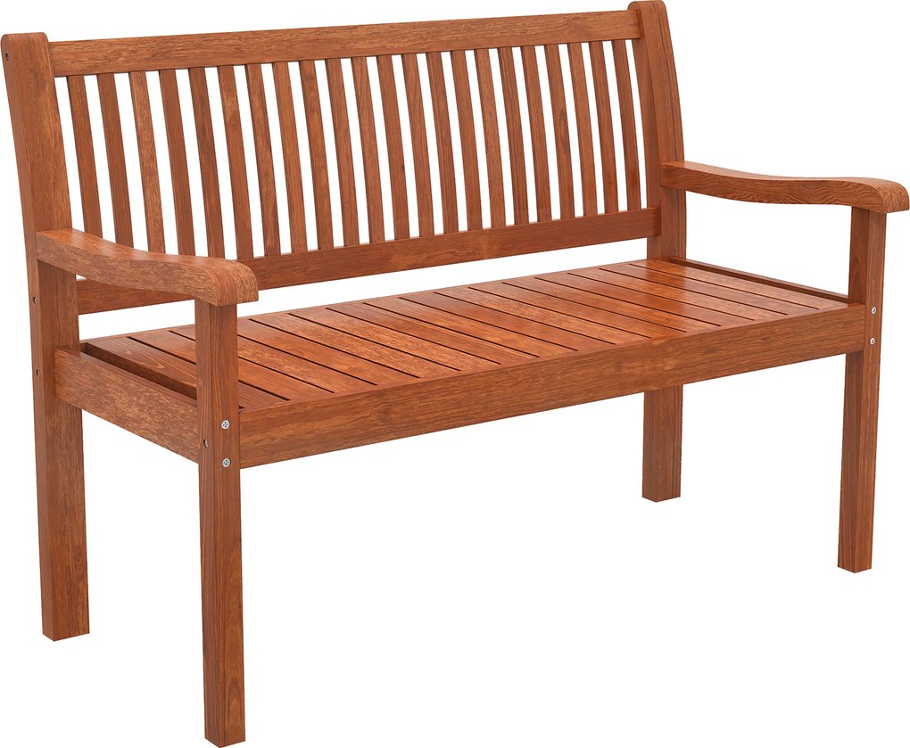 Outsunny Banco de Jardim em Madeira Banco de Exterior de 2 Lugares com Capa Impermeável Encosto Ergonómico 125x62x90 cm Castanho Claro | Aosom Portugal