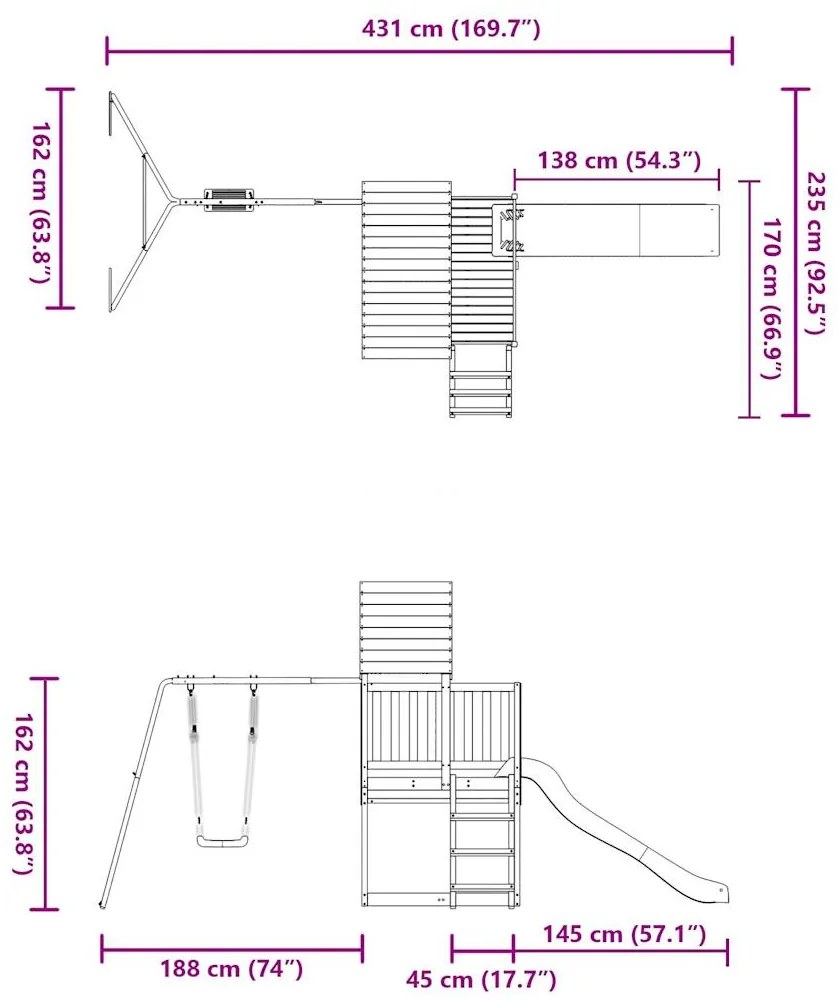 Conjunto de brincar para exterior madeira de pinho impregnada