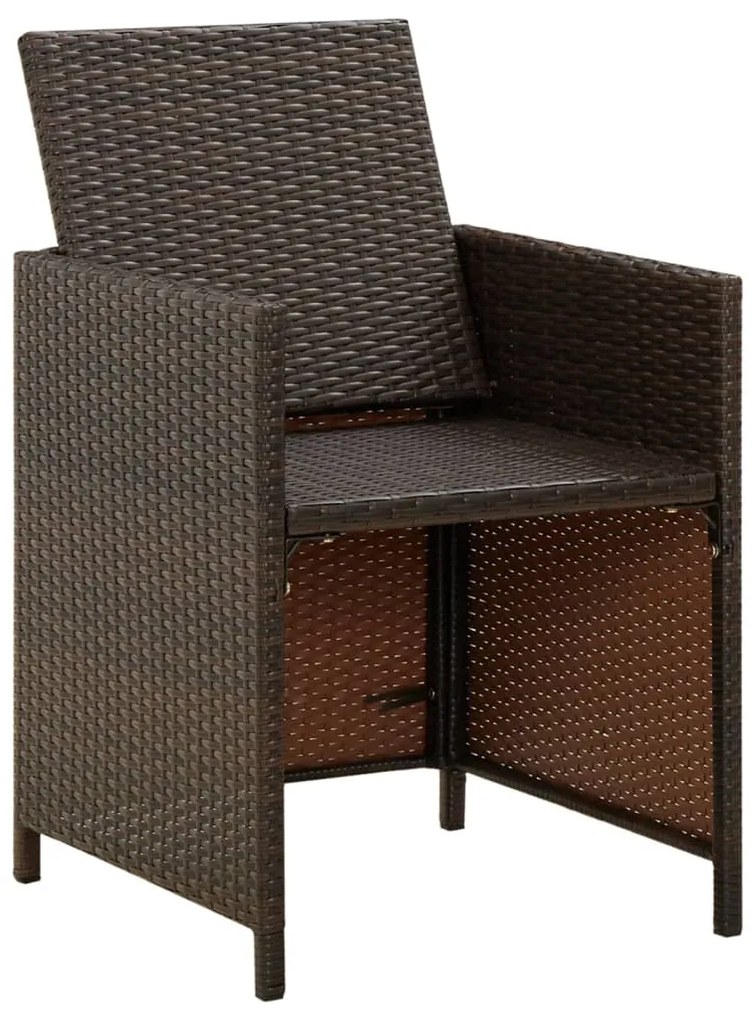 Cadeiras de jantar jardim c/ almofadões 4 pcs vime PE castanho