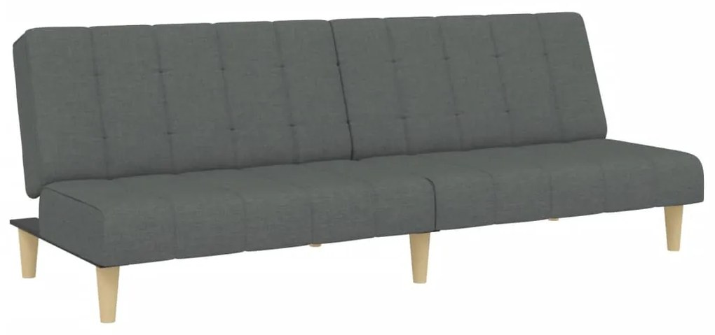 Sofá-cama de 2 lugares c/ apoio de pés tecido cinzento-escuro